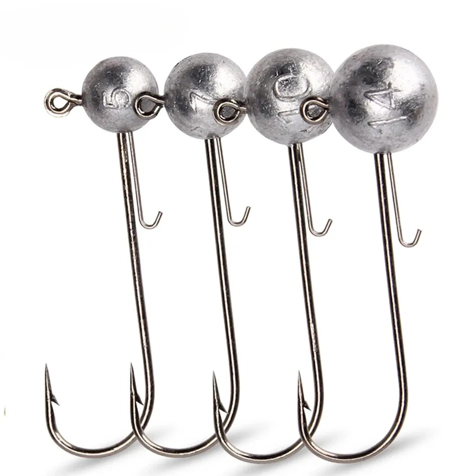 Fishing Hook Jig - 4 Stück Hochkarbon-Stahl Jigköpfe Angelhaken 5g