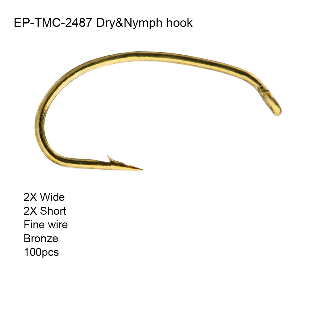 Fishing Hook Barbless - Eupheng 100 Stück EP-TMC2487 Trockenfliegen-Haken Nymphen-Angelhaken