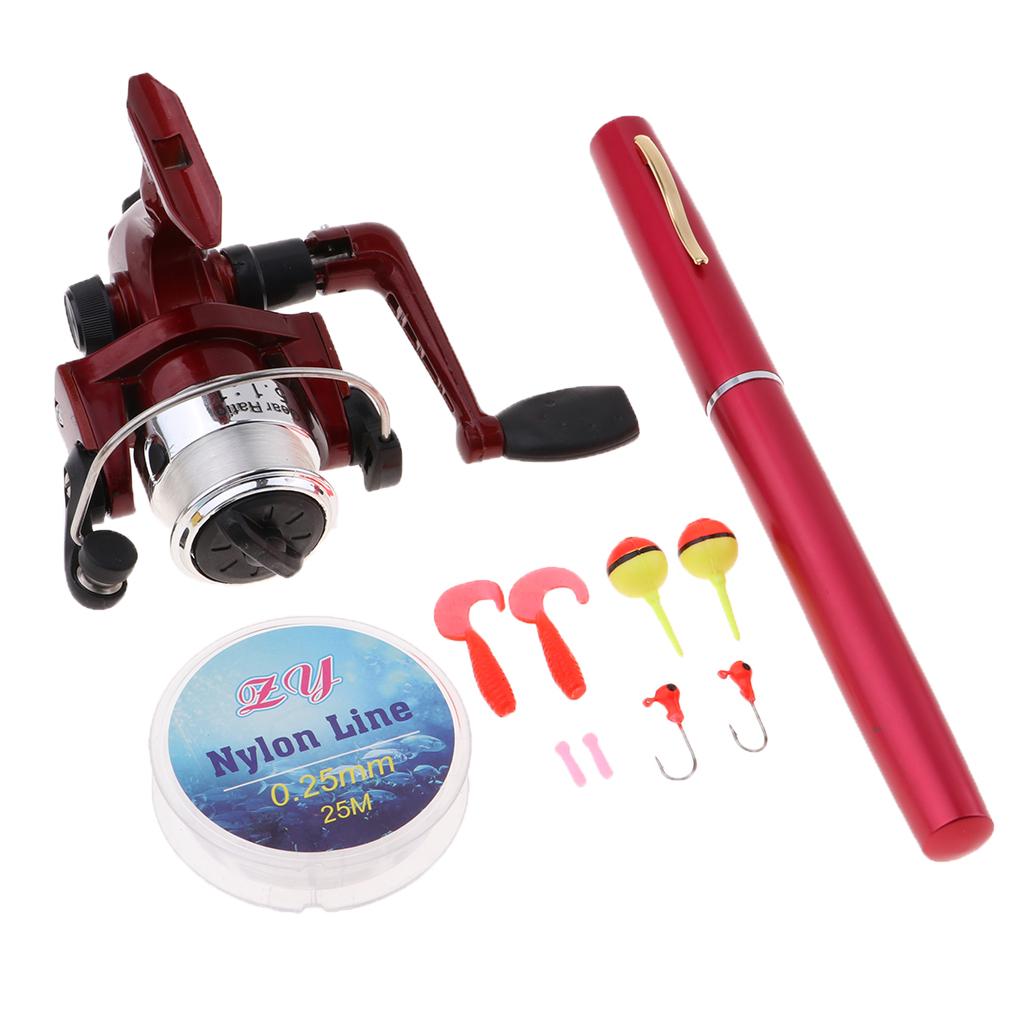 Fishing Hook Jig - Mini Tragbare Taschen-Angelrute Teleskopstange Spinnrolle Schnur