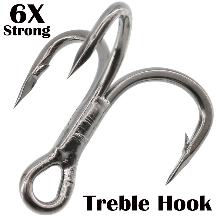 Fishing Hook Offset - Angel-Drillinge, 6 x starker Kohlenstoffstahl, klassische