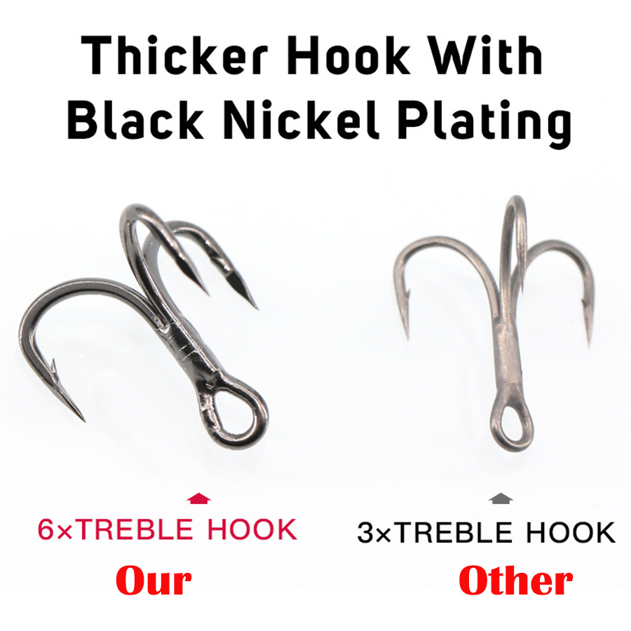 Angel-Drillinge, 6 x starker K – Fishing Hook Offset Bewertung und Preis